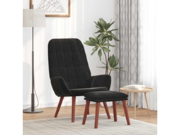 Vidaxl Cadeira De Descanso Com Banco P/ Pés Veludo Preto