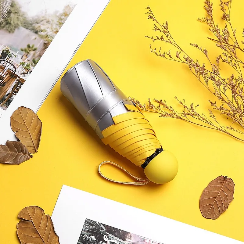 Guarda sol Dobrável de 8 Varetas com Revestimento em Prata Titânio 8k para Mulheres. MDUG (amarelo)