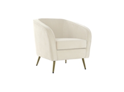 Poltrona de Metal Creme com Detalhes em Poliéster, 70x68x73cm ALEXANDRA HOUSE LIVING