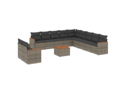 Conjunto de 12 Sofás de Jardim com Almofadões Vime Pe Cinzento MAISON EXCLUSIVE