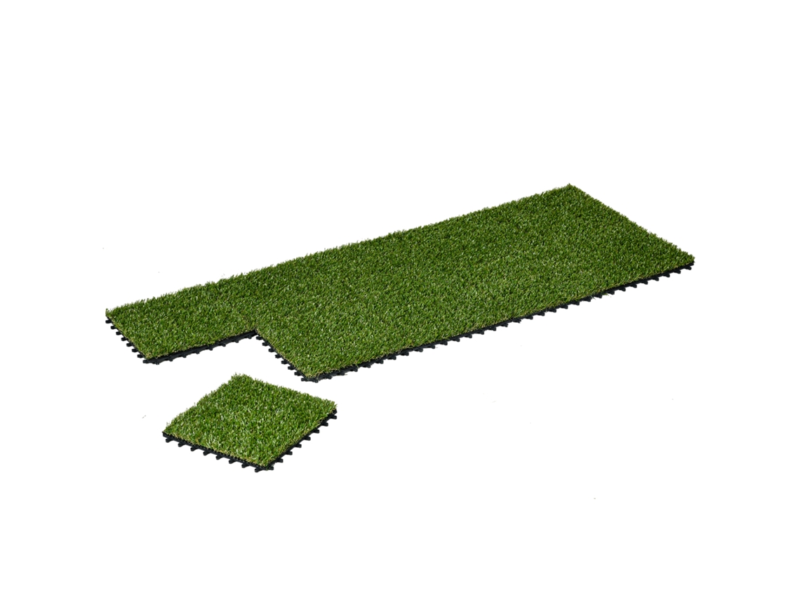 Tapete Grama Sintética 10 Peças 20 Altura Escuro Resistente Aos Raios Uv Verde 30x30 Cm, Mm