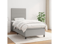 Cama Com Molas/colchão 100x200 Cm Tecido Cinzento-claro