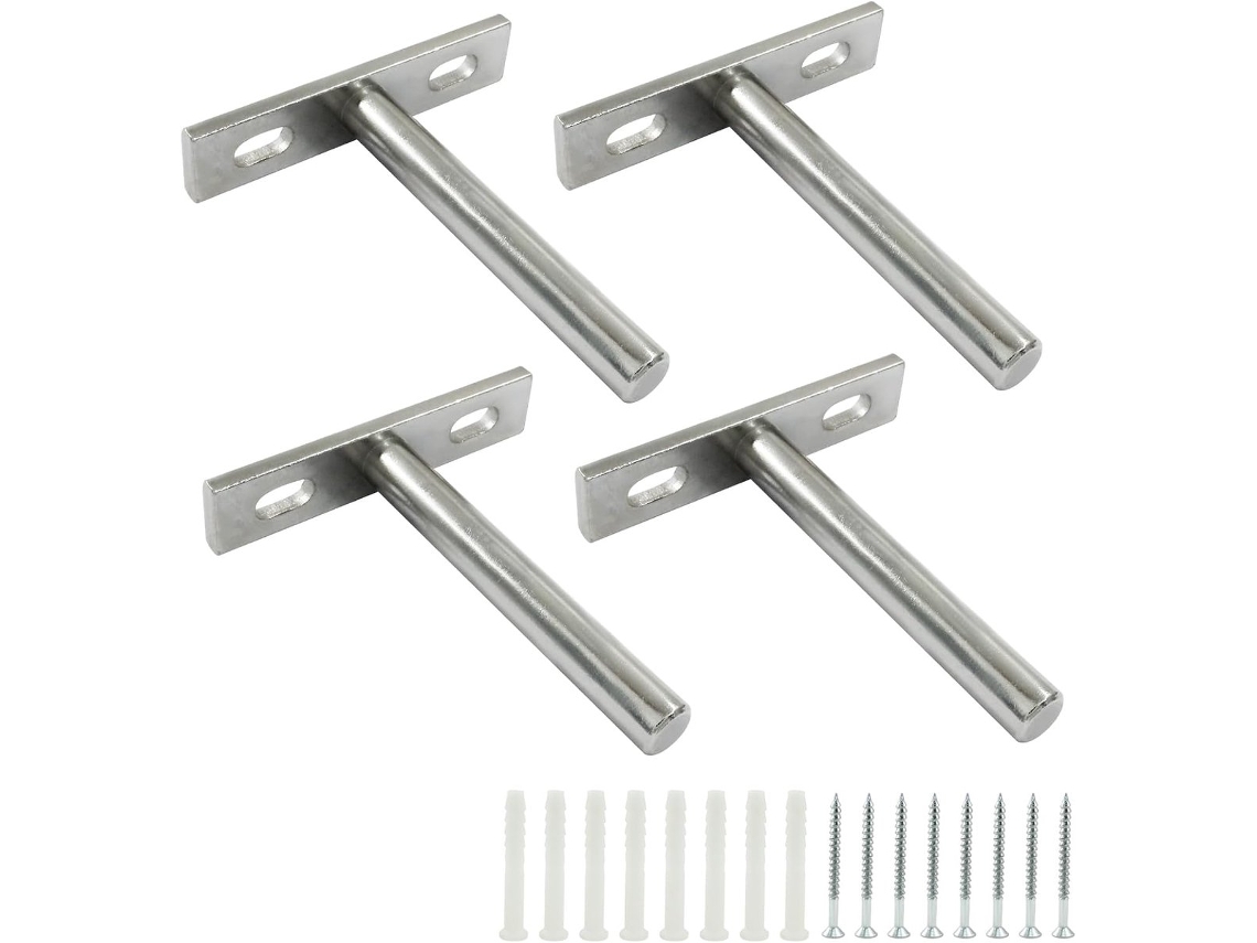 Suporte Invisível Para Prateleira Flutuante, 4 Peças, Madeira, Para Parede, 76 Mm, 3 Polegadas