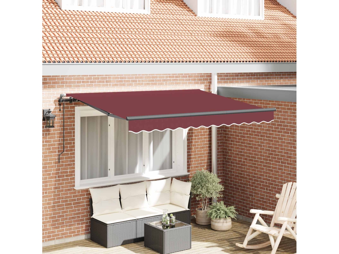 Vidaxl Toldo Retrátil Borgonha 350 X 200 X 165 Cm Tecido