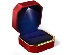 2026 caja de Anel de Lujo Cuadrada Con Pelúcia Y Luz Led para Proposta de Casamento Presente Vermelho
