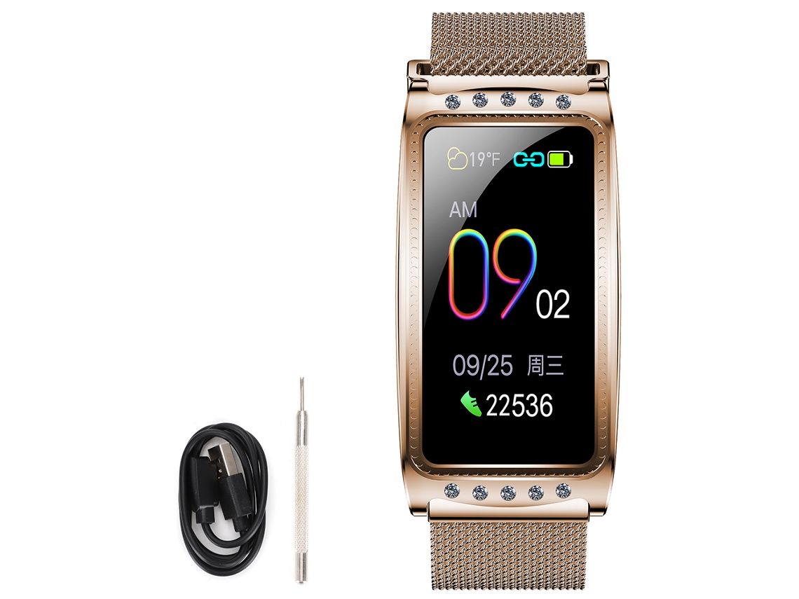 Pulseira inteligente F28 com monitoramento de frequência cardíaca, pressão e tela colorida EOOCOO