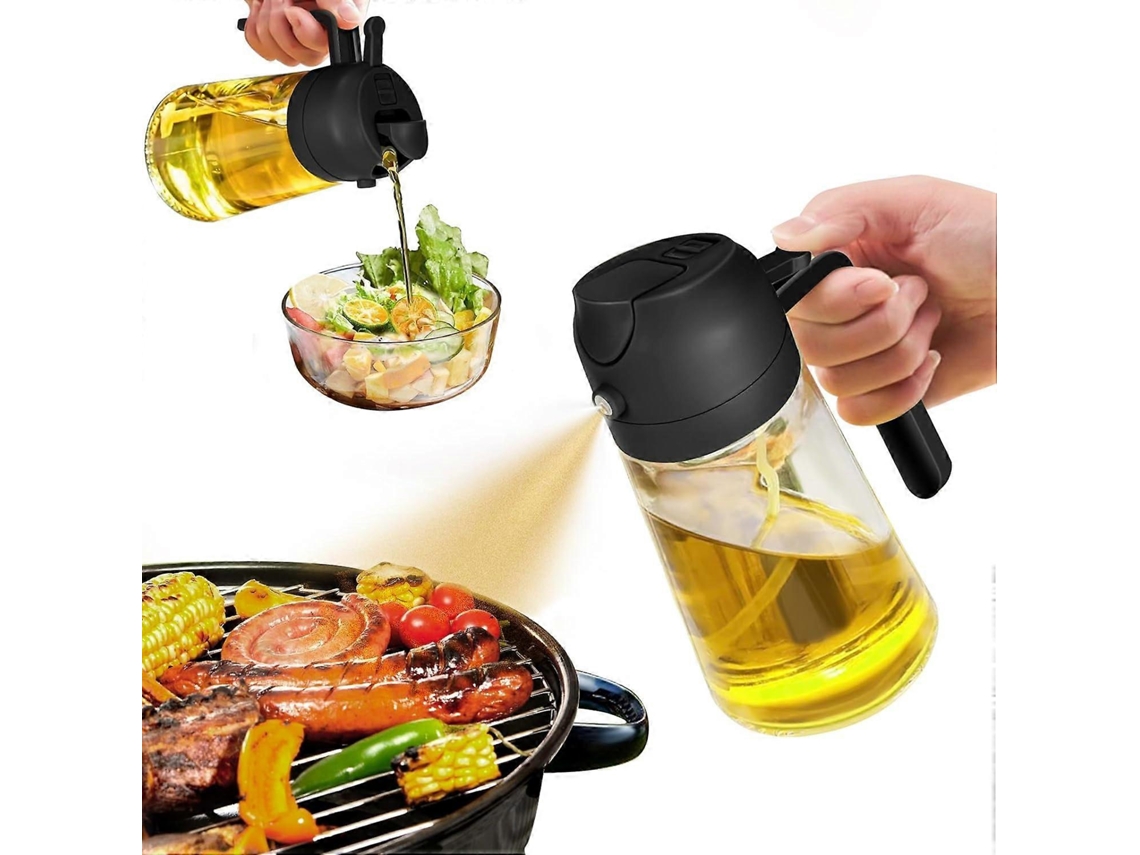 Frasco 2 Em 1 Com Spray E Dosador Para Óleo, Em Vidro, 500 Ml, 17 Oz, Para Fritadeira A Ar, Saladas