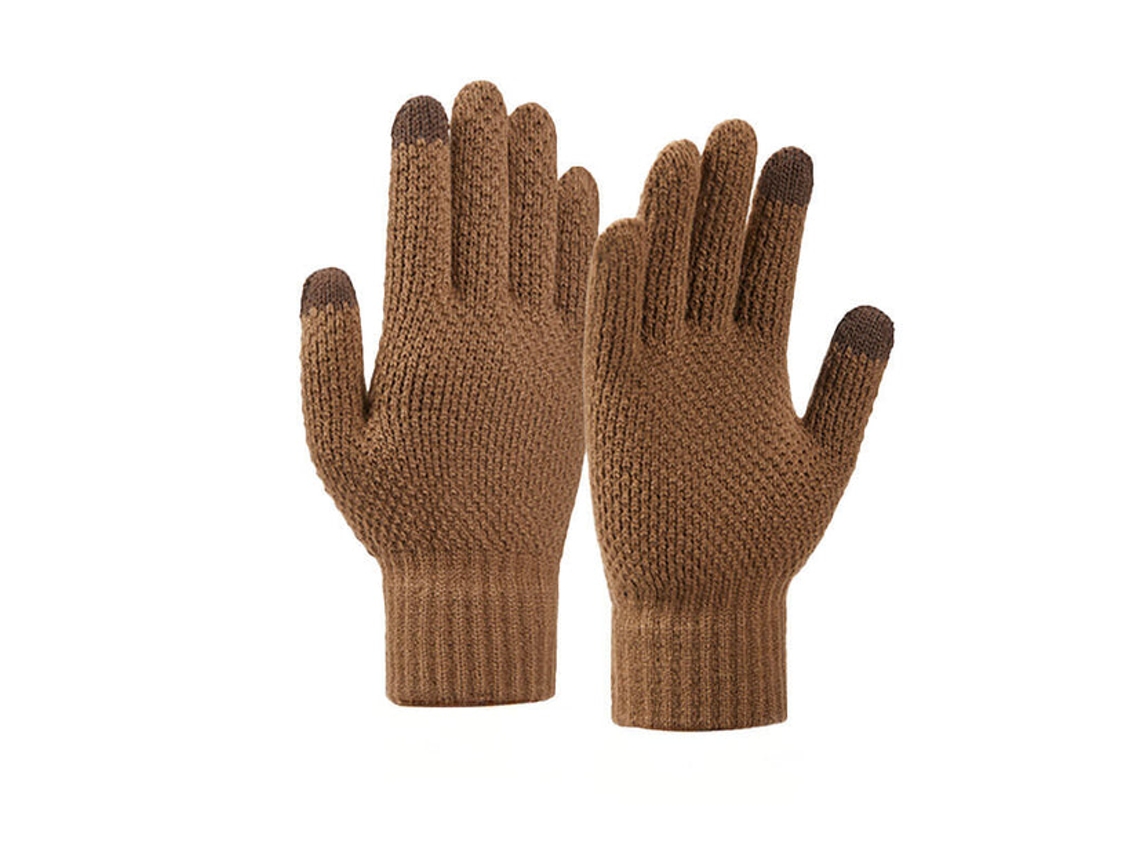 Luvas De Tricô Para Telemóvel De Inverno - Castanho