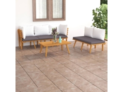 Vidaxl 5 Pcs Conjunto Lounge De Jardim Com Almofadões Acácia Maciça