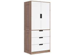 Armário 2 Portas com 3 Gavetas e Haste para Quarto, Marrom