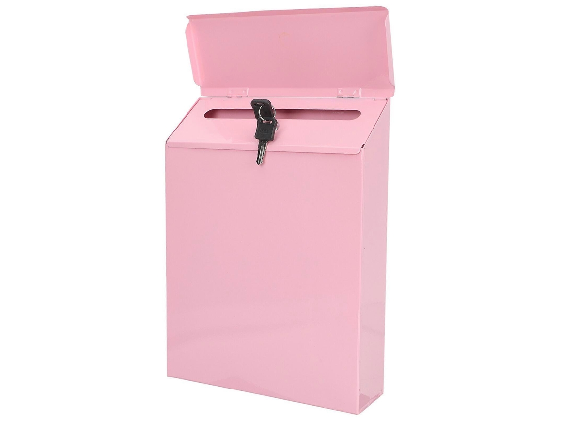 Rebe buzón de Pared Antirroto Decorativo de Hierro Caja de Correo para Hogar Finca Con Cierre Seguro 30x23cm Rosa