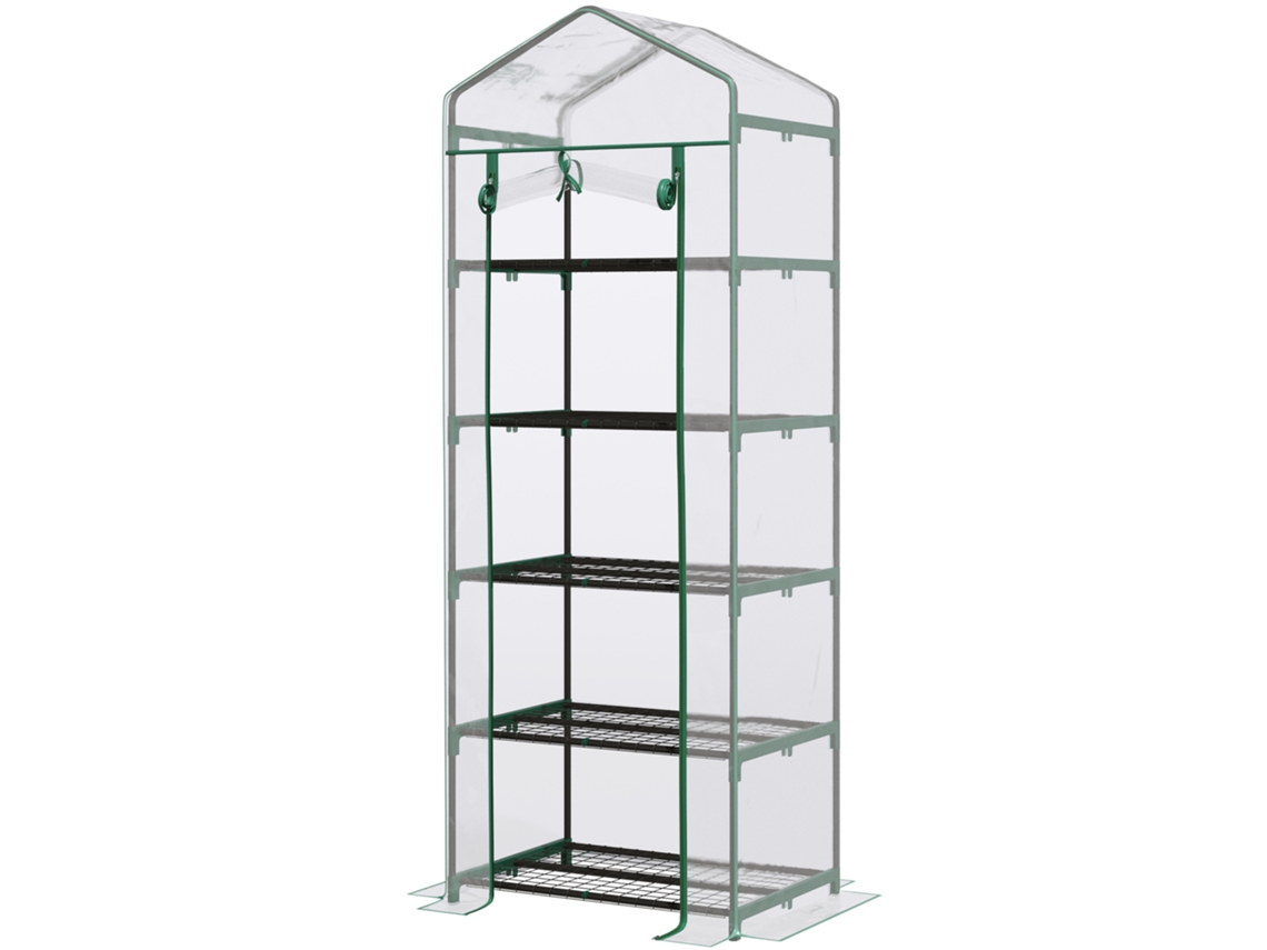 Fogão externo transparente com 5 bocas, suporte para zíper e estrutura de aço 69x49x193 cm