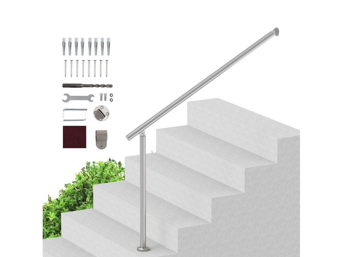 Corrimão de Escada Externa VEVOR 120 Cm em Aço Inoxidável para Varanda e Terraço