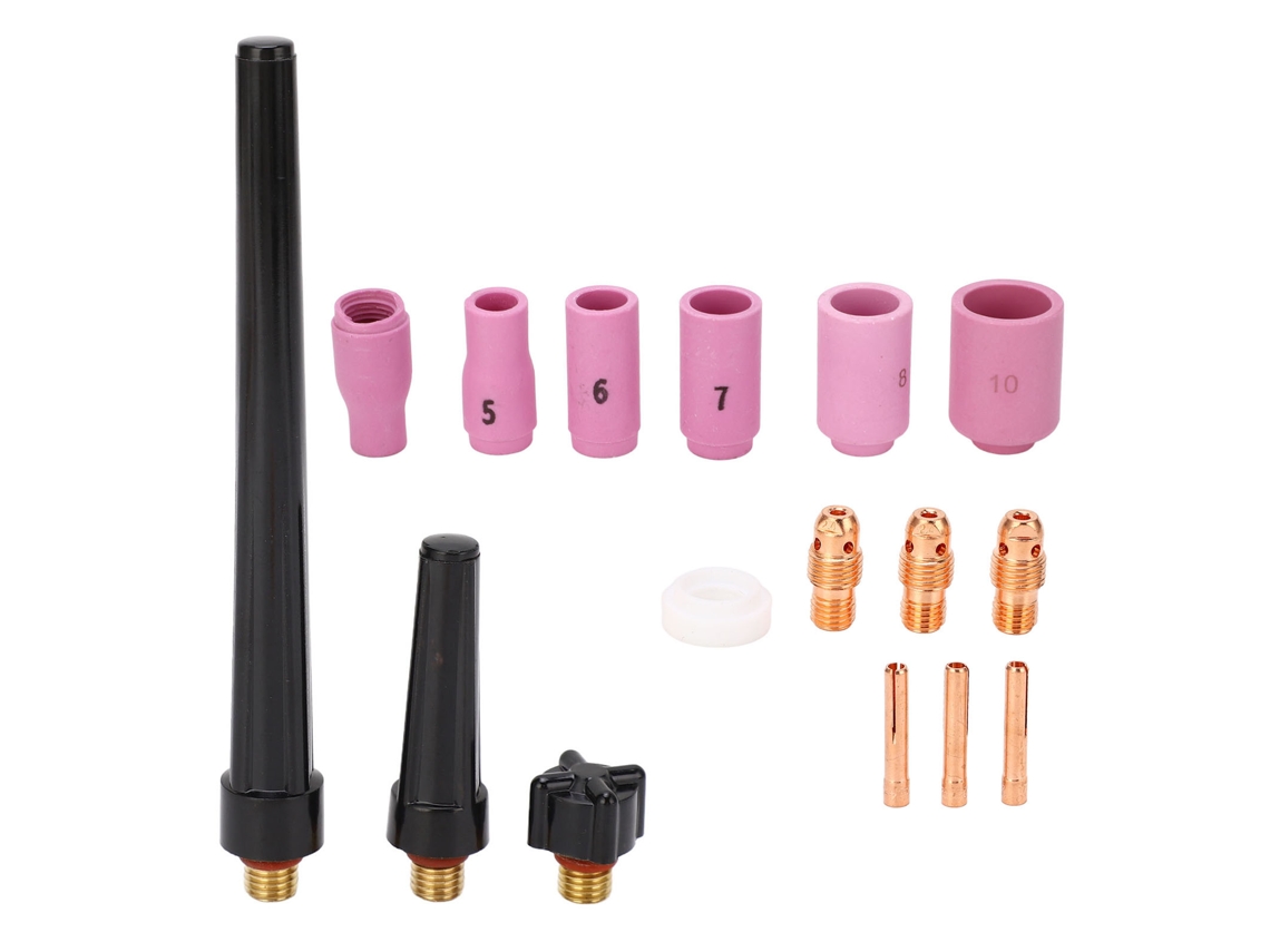 16 Peças De Jogo De Pinça E Copo Para Soplete Tig Com Tampa Frontal Ptfe Para Pistola De Solda Wp 9 20 25