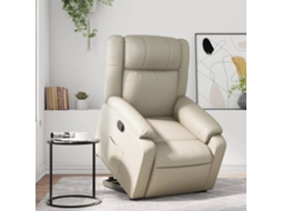 Poltrona reclinável elevatória couro artificial cor creme