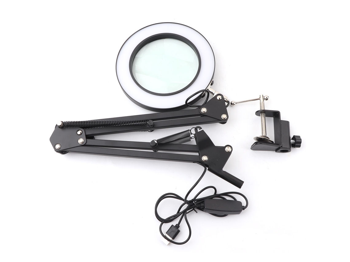 Luminária De Mesa Com Lupa De 10x, Dobrável E Com Clipe, Led Para Design De Beleza, Tatuagem E Unhas Aquaforge (3160c)