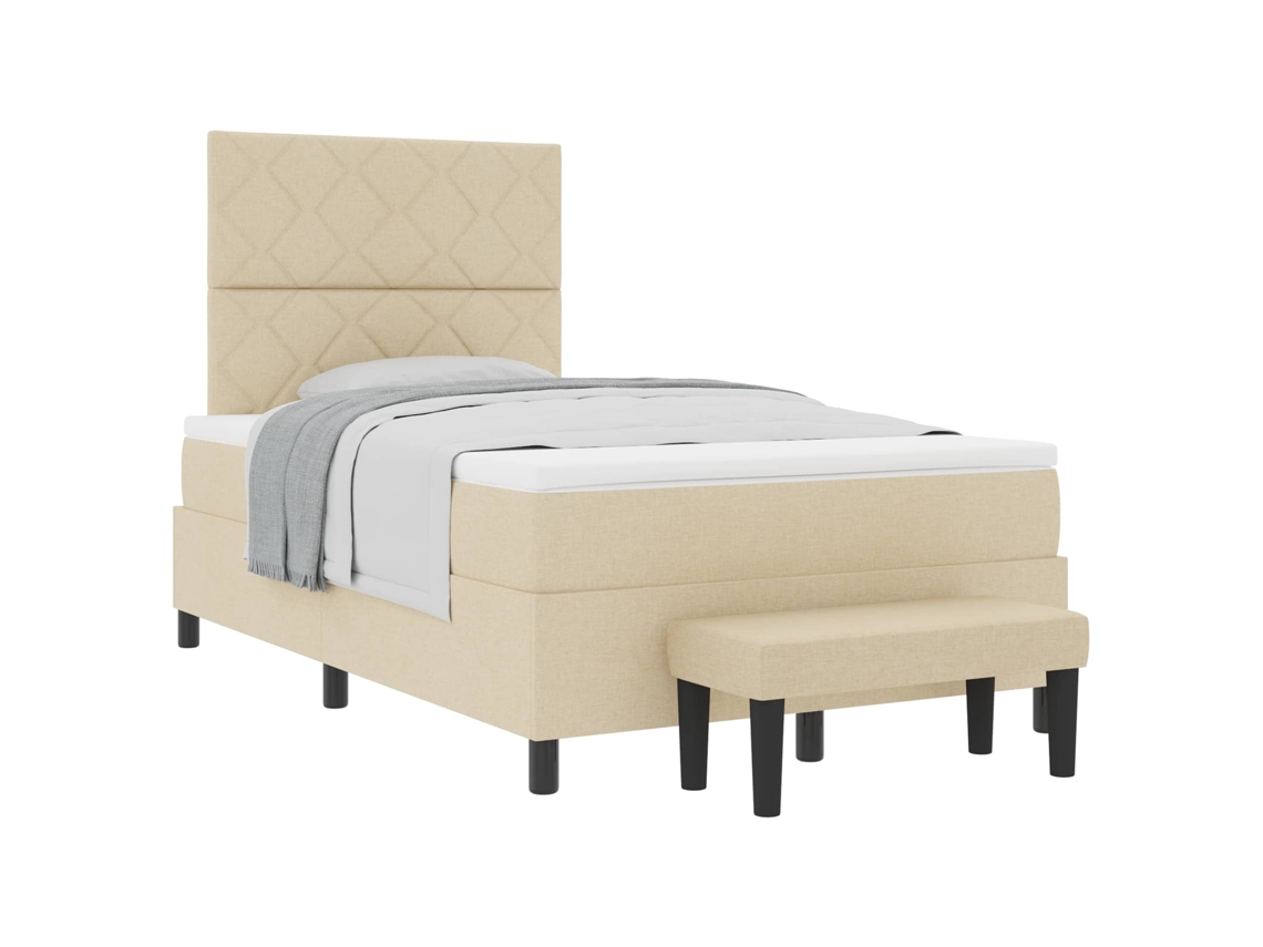 Cama Box com Colchão com Cabeceira Creme Tecido MAISON EXCLUSIVE (120x200 cm)