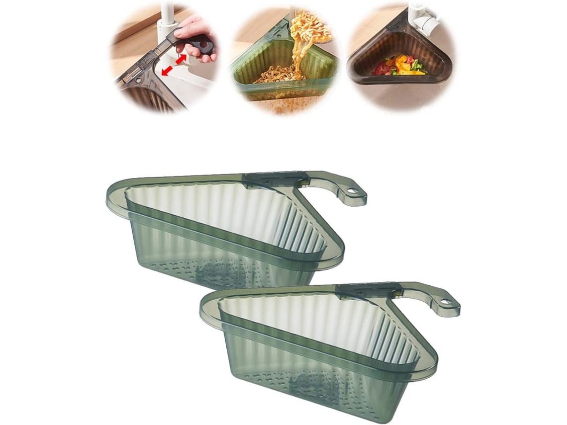 2026-cesta De Esgoto Triangular Para Pia Da Cozinha, Strainer Com Gancho Retrátil