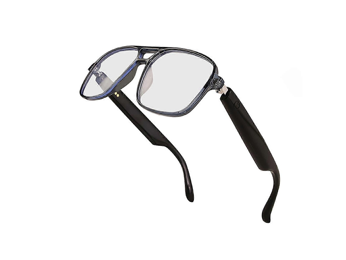 Óculos inteligentes Sharp com Bluetooth e áudio integrados, ultraleves.