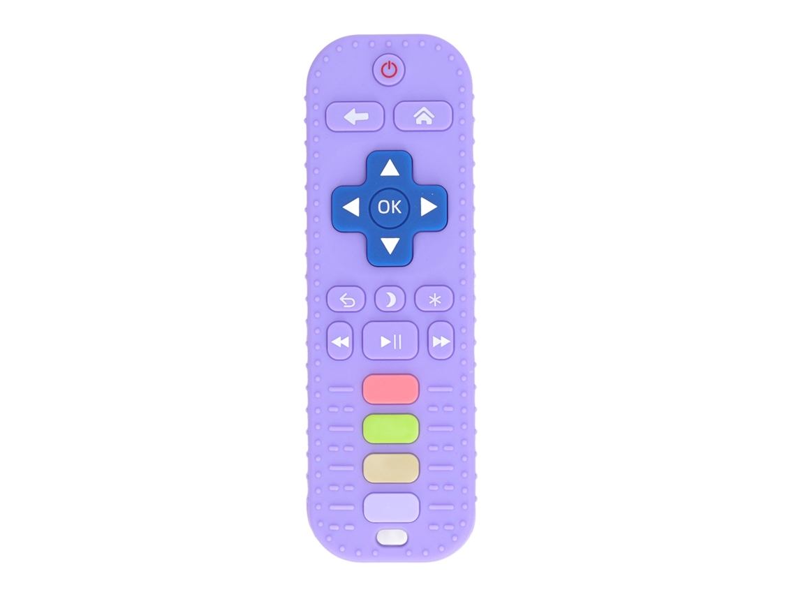 Brinquedo De Mordida Silicone Formato Controle Remoto Seguro Para Bebês Toddlers Roxo