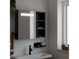 Vidaxl Armário Espelhado P/ Casa De Banho C/ Leds 60x13x52 Cm Preto