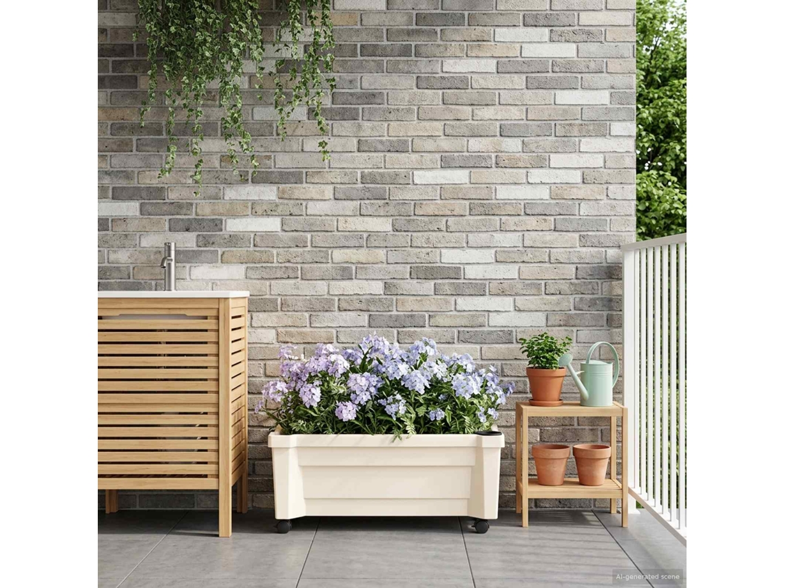 Vidaxl Vaso Calypso Com Rodas Branco 79 X 35 X 33 Cm Pp