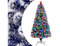 Vidaxl Árvore Natal Artificial Pré-iluminada Fibra Ótica Branco/azul