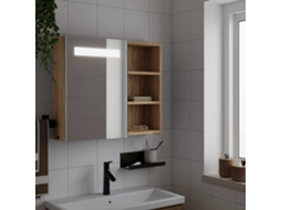 Gabinete Espelhado P/ Banheiro C/ Leds 60x13x52 Cm Carvalho Wsd26035 Lovely Home