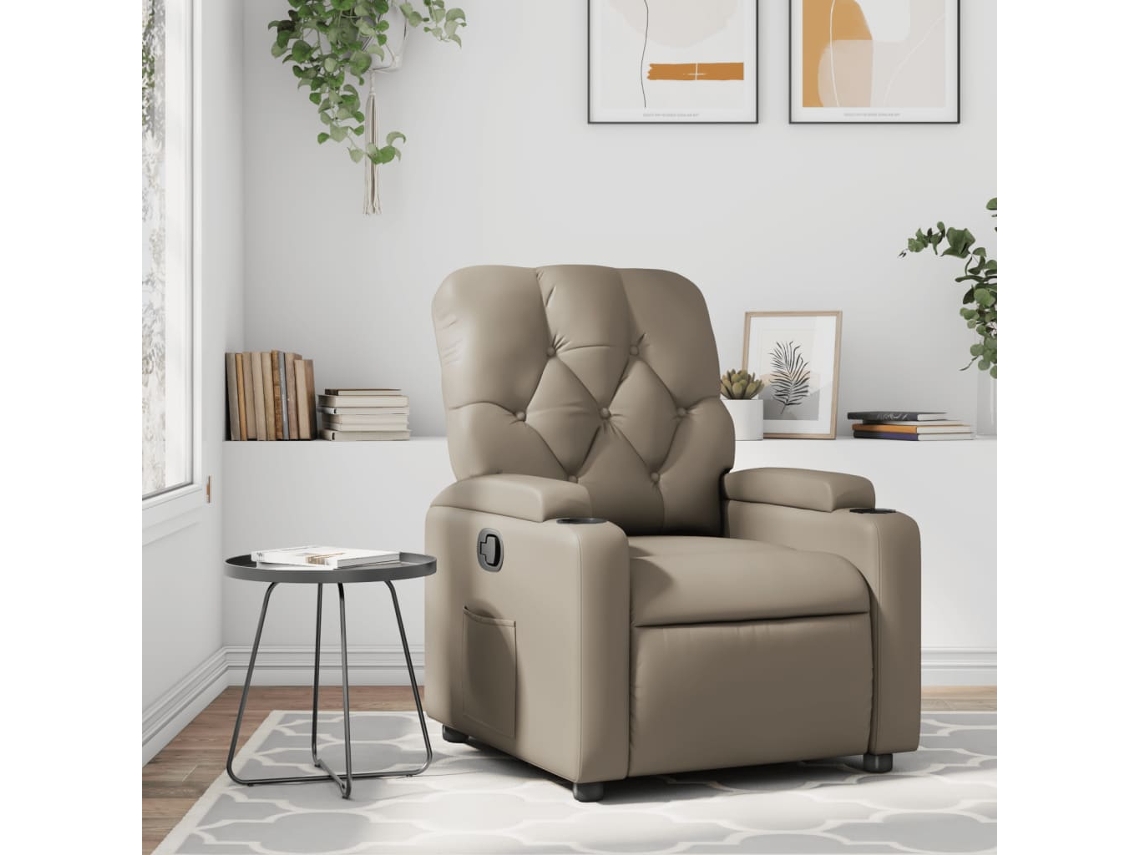 Vidaxl Poltrona Reclinável Couro Artificial Cor Cappuccino