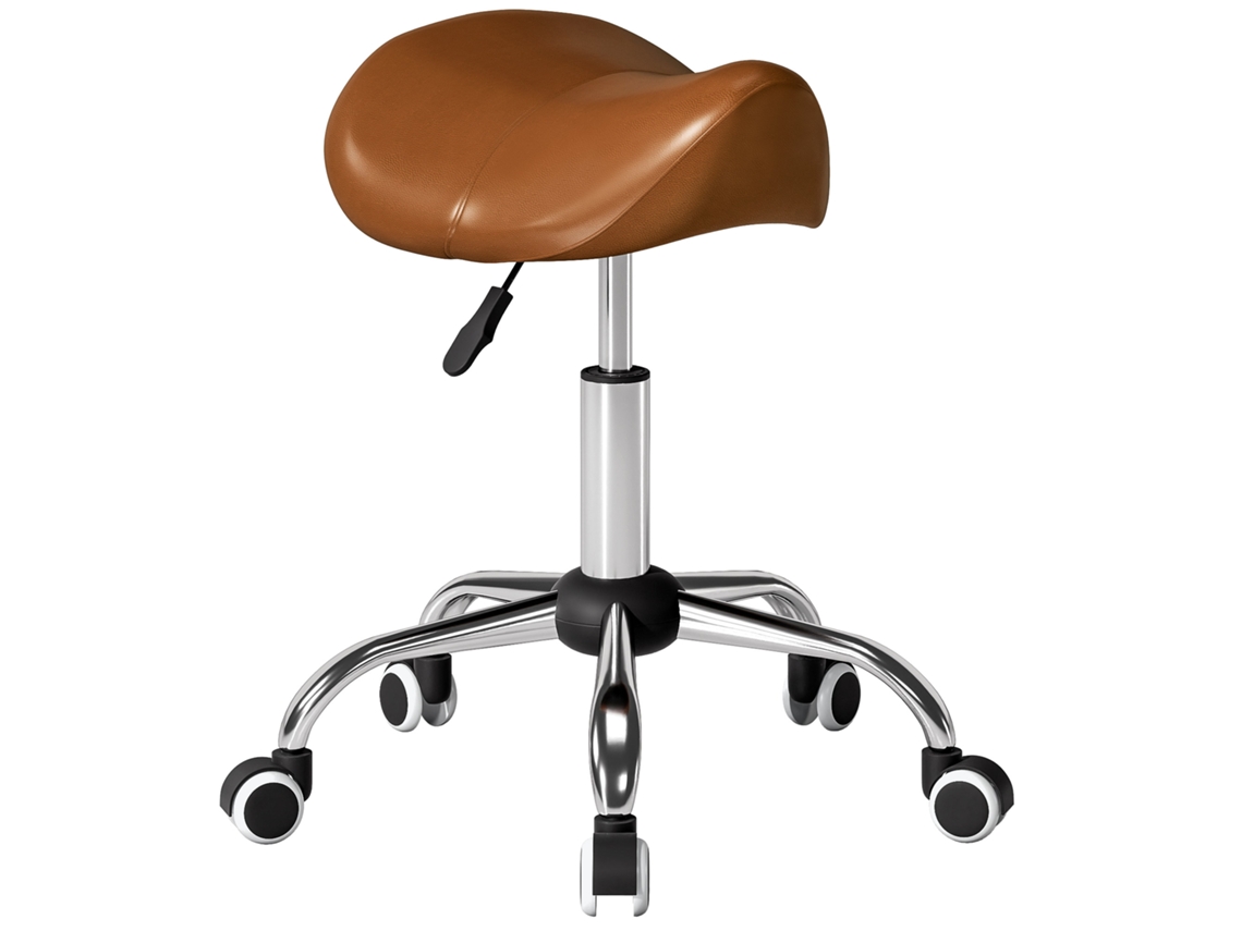 Banquinho Sobre Rodas, Altura Ajustável 49-61cm, Sela Ergonômica 61cm, 52x53x49 Marrom