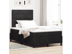 Vidaxl Cama Box Spring Led Com Cabeceira Preto 120 X 200 Cm Veludo