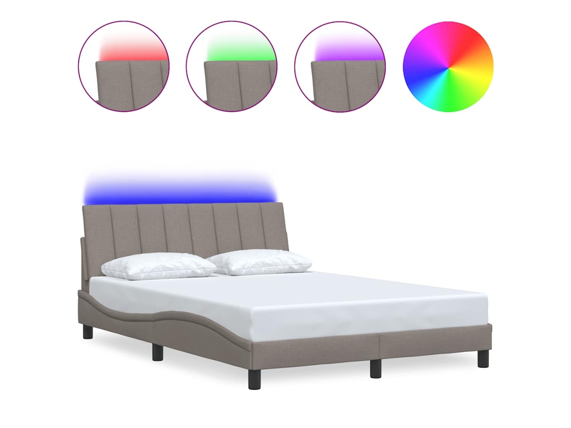 Bed Frame, Bed Frames Vidaxl Cinzento-acastanhado Tecido (140 X 190 Cm)