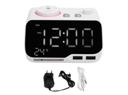 Relógio Despertador Duplo Com Alto-falante Bluetooth, Rádio Fm E Display Led Com Temperatura E Dia Da Semana