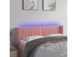 Vidaxl Cabeceira De Cama C/ Luzes Led Veludo 147x16x78/88 Cm Rosa