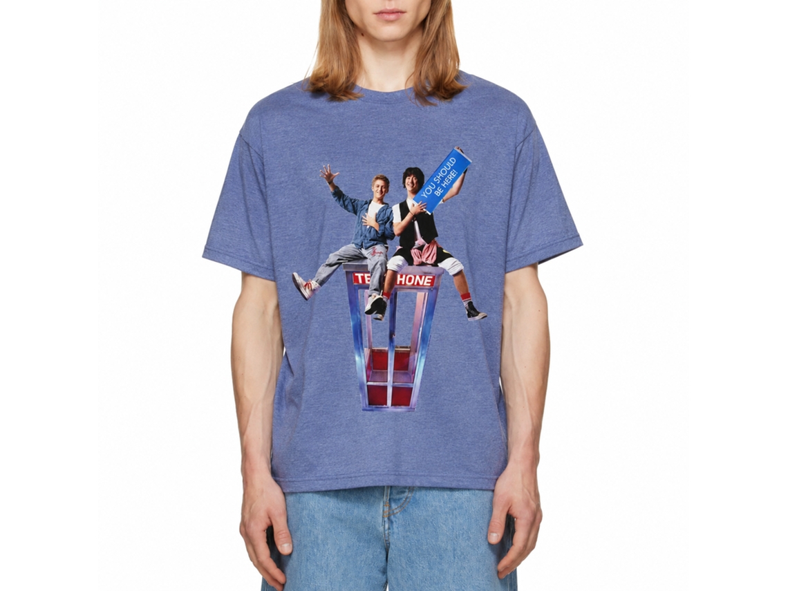 Rockinstone Bill And Ted Should Be Here Heather Light Blue Adult T-shirt Size:xl