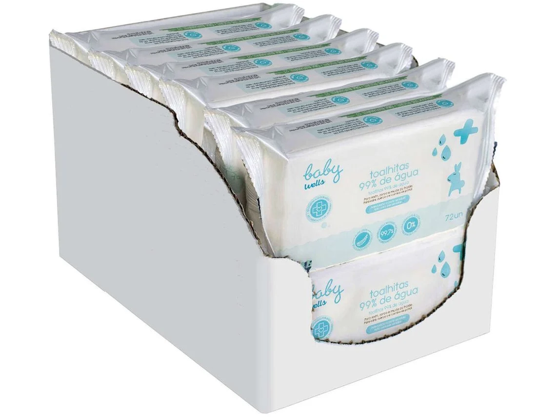 Pack Toalhitas 99% de Água Limpeza Delicada BABY WELLS