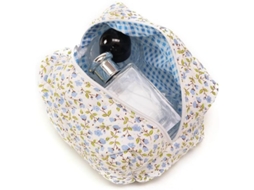 Bolsa De Maquiagem Portátil, Capacidade Grande, Design Floral, Ideal Para Viagens, Escola E Dia A Dia Azul