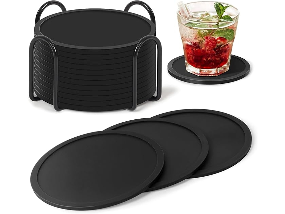 Conjunto de 12 Bases para Copos Antiderrapantes com Suporte ZYBLSSBB