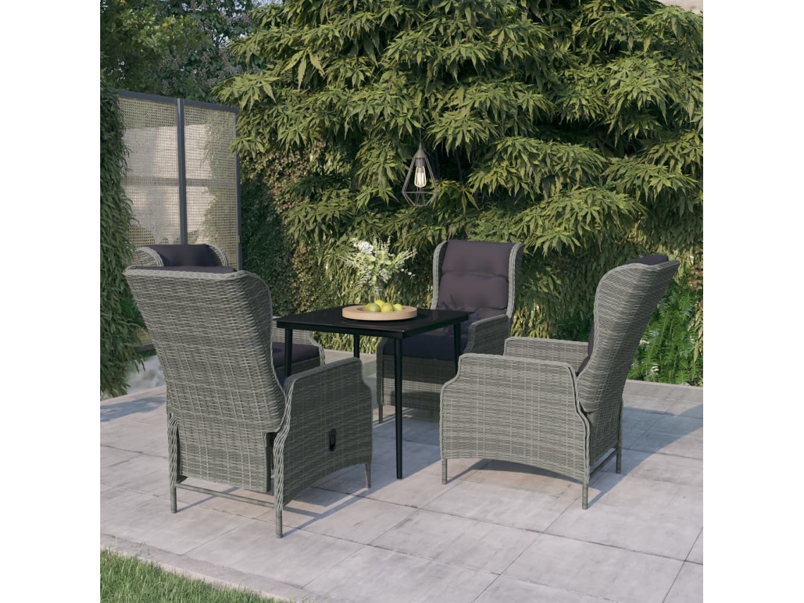 Vidaxl 5 Pcs Conjunto De Jantar Para Jardim Cinzento-claro