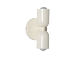 Aplique Moderno Duplo E27 com Luz Superior e Inferior, Abajures Creme e Base Creme, Metal para Sala ALPINALUZ