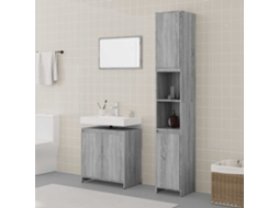 Vidaxl 3 Pcs Conjunto Móveis Casa De Banho Madeira Proc. Cinza Sonoma