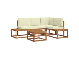 Maison Exclusive - Conjunto De Sofás Para Exterior 5 Peça Natural E Creme