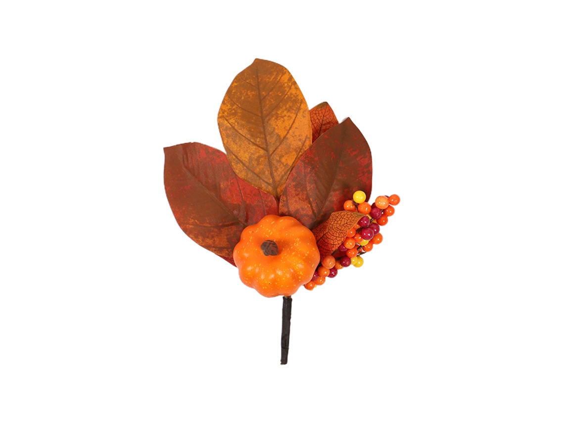 Abóbora grande oval com folhas para decoração 23cm em espuma tecido e plástico LAXISCREED