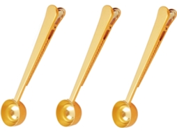 Colher Medidora Com Prendedor De Saco Em Aço Inoxidável Dourado, Perfeita Para Medir Café, Chá, Proteína Pó, Bebidas Instantâneas E Muito Ma