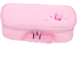 Estojo Grande De Tecido Oxford Para Lápis, Rosa, Com Fechadura De Combinação. Portátil.