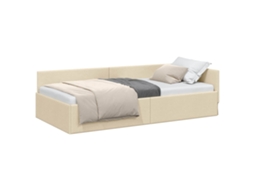 Conjunto 1 Estrutura De Cama De Dia Vidaxl Creme Tecido (90 Cm X 200 Cm)