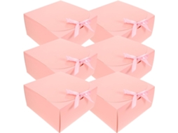 Conjunto De 6 Caixas Papel Rosa Pequenas Para Bolos, Pré Dobradas E Fáceis De Montar, Ideais Para Confeitaria E Varejo