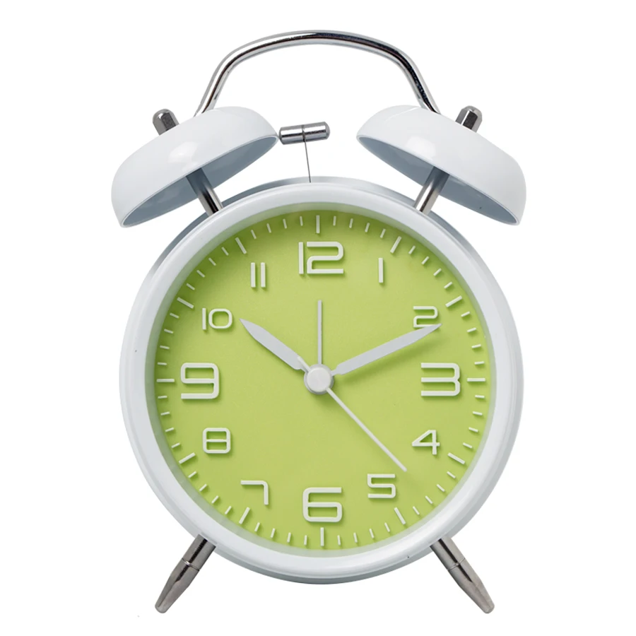 (verde Fluorescente) Despertador De Mesa De Cabeceira Simples Com Sino, Relógio Luminoso De Metal