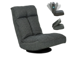 Fauteuil Sol Pliable Pivotant 360°, Dossier 5 Positions, 58x107x79 Cm, Gris, Assise Au Sol Polyvalente
