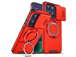 Capa Para Motorola Moto G 5g 2025 Câmara Anel Suporte Vermelho Czhhmart